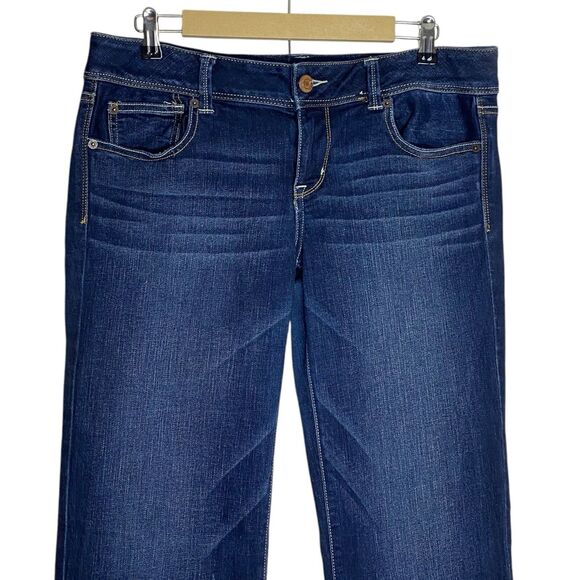 American Eagle Jeans Womens 14 Long Bootcut Slim Boot Denim Stretch Dark Wash - Picture 4 of 13